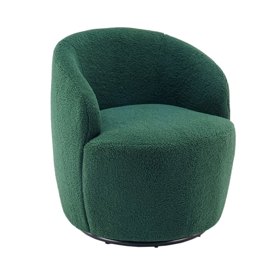 AiLive Barrel Chair Teddy Fabric 360 Degree Swivel Accent Armchair for Apartment,Living Room, Single Barrel Sofa for Bedroom, Office (Green)