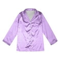 thumbnail image 5 of WOYY Family Pajamas satin Solid Long Sleeve Tops + Pants Sleepwear Loungewear, 5 of 8