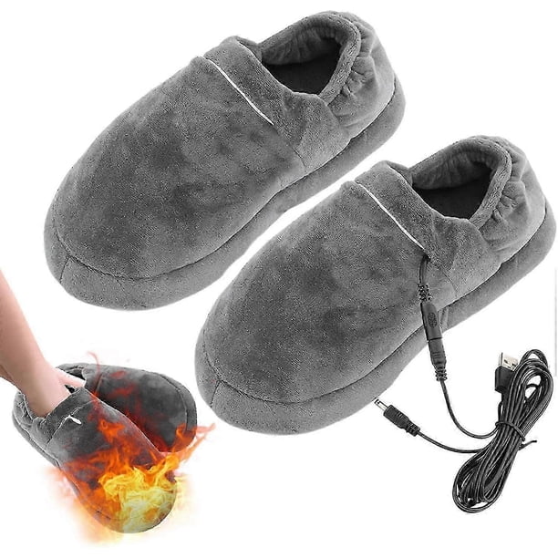 Usb Electric Heated Slippers Foot Warmers For Men Women, Plush Rechargeable Heating Shoes, Winter Warming Slippers