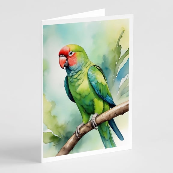 Carolines Treasures DAC7411GCA7P 5 x 7 in. African Ringneck Parrot Greeting Cards - Pack of 8