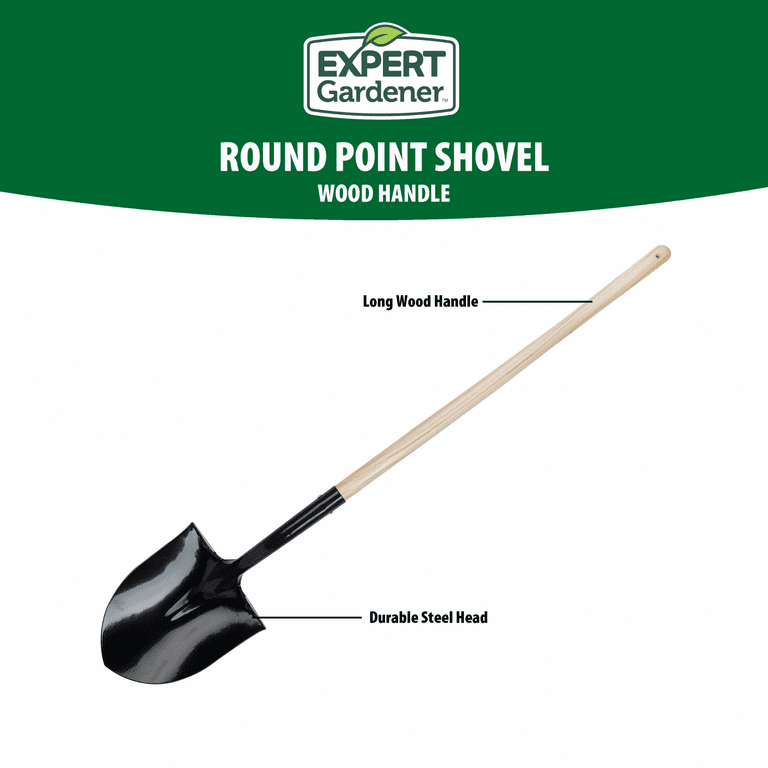 Expert Gardener Round-Point Shovel with Wood Handle photo 2