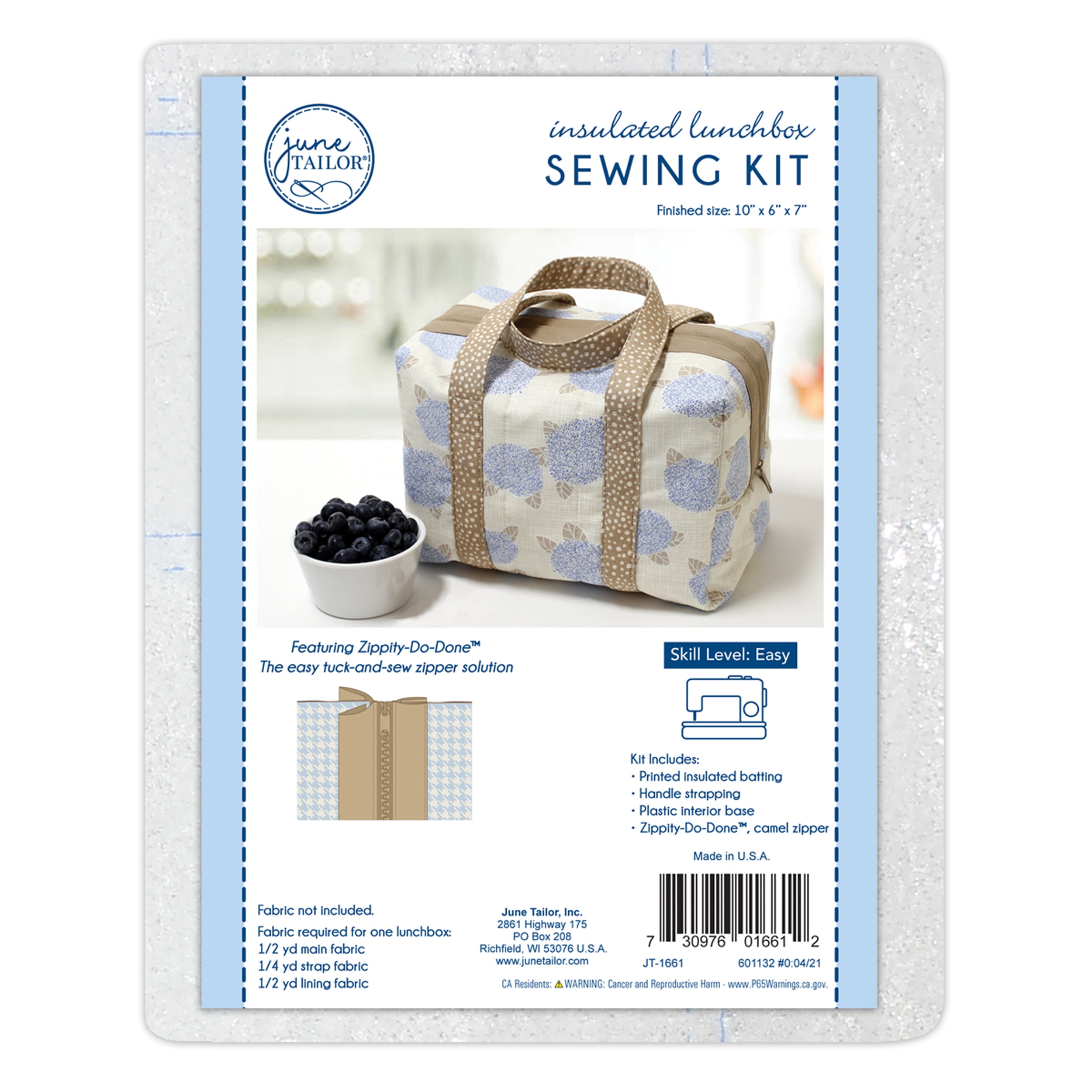 Insulated Lunchbox Sewing Kit - Gray Zipper - June Tailor