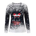 thumbnail image 4 of Camisas Navideñas Para Mujer Tops de Manga Larga Con Cuello en V Blusa Regular Estampada Odeerbi ODB198966, 4 of 6