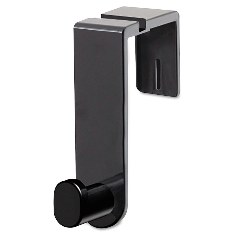 Recycled Plastic 1InTheOffice Cubicle Coat Hook Double Charcoal 2 Pack