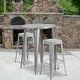 thumbnail image 2 of Flash Furniture Boyd Commercial Grade 30" Round Silver Metal Indoor-Outdoor Bar Table Set with 2 Square Seat Backless Stools, 2 of 5