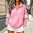 thumbnail image 2 of Enjoytime Sweatshirt for Women Striped Long Sleeve Quarter Zip Sweatshirts Fall Fashion Casual Lightweight Pullover Tops, 2 of 6