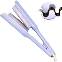 2 Barrel Hair Waver for Beach Waves, 1.25 Inch Ceramic Hair Crimper Tool with 5 Adjustable Temperatures, Ionic Technology for Frizz Control & Fast Heating, Purple