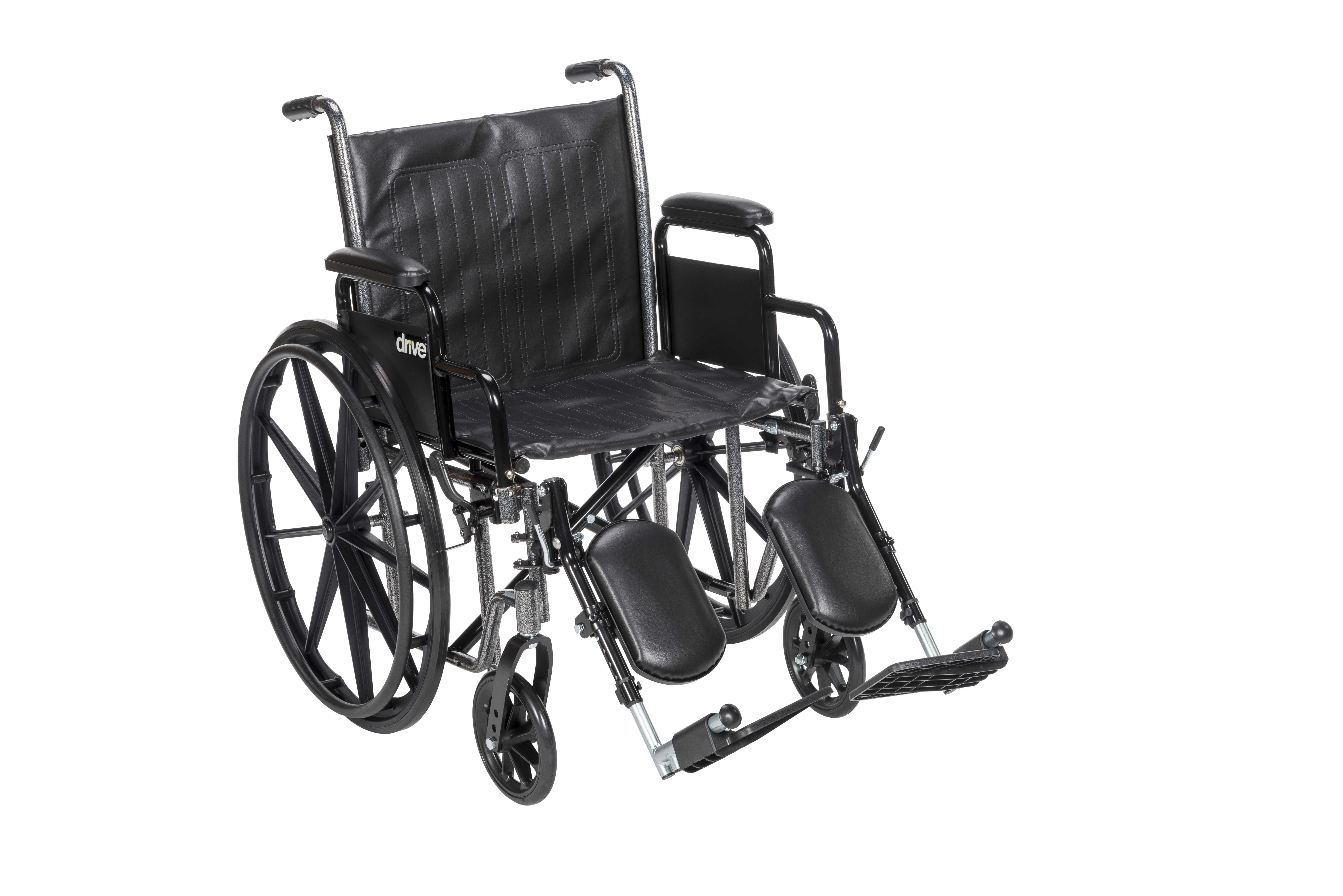 Drive Medical Silver Sport 2 Wheelchair, Detachable Desk Arms, Elevating Leg Rests, 18" Seat