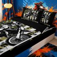 thumbnail image 3 of Meiyoeat Vintage Dirt Bike Pattern Zipper Twin Comforter Sets with Fitted Sheet and 2 Pillowcases for Men, American Flag Print Zipper Bedding Set, Camo Black Beige,4-Piece,Black Reversible, 3 of 6