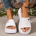 thumbnail image 2 of Rokment Women's Platform Chunky Backless Sandals 2026 Trendy Leather Chunky Wedge Mid Heels Slip on Slides Comfortable Casual Walking Slippers for Indoor Outdoor White Size 7, 2 of 8