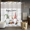 thumbnail image 2 of No Hook Shower Curtain with Snap in Liner, Happy Easter Words Gnomes Waterproof Fabric Bathroom Curtain Mesh Top Window, Eggs on Wood Board Shower Curtains 72x72in, 2 of 9