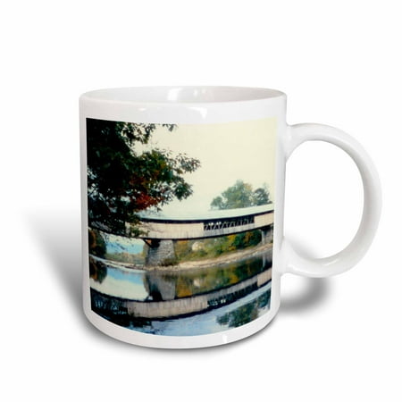 3dRose Covered Bridge And Foliage In The Fall In Vermont, Ceramic Mug,
