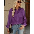 thumbnail image 6 of Zeagoo Womens Satin Blouse Long Sleeve V Neck Shirts Dressy Casual Button Down Business Shirts With Pockets, 6 of 6
