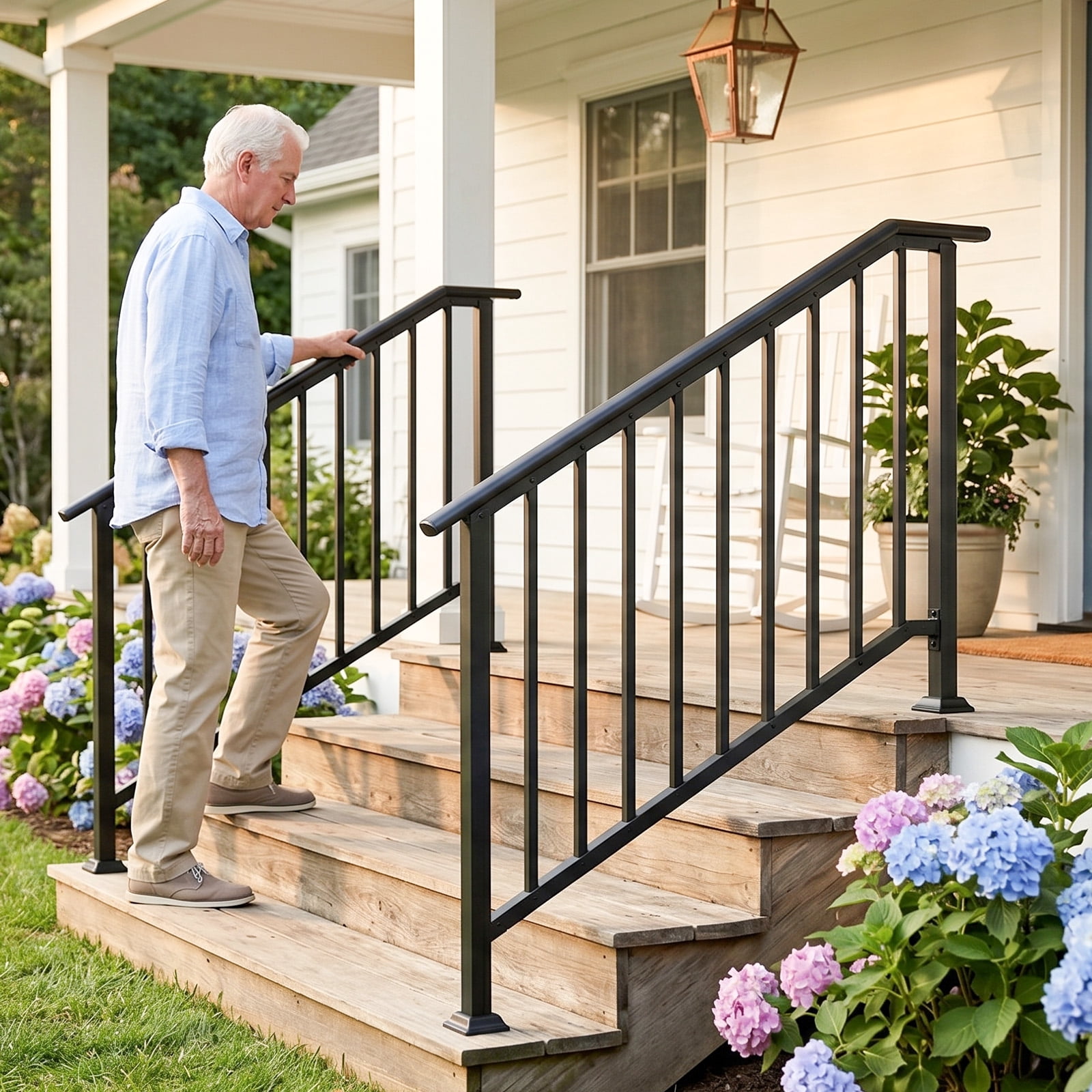 Handrails for Outdoor Steps Fits 4 to 5 Steps