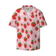 thumbnail image 4 of Uemuo Hand Drawn Strawberry Pattern Cotton Linen Short Sleeve Shirts,Casual Lightweight Button Down Shirts,Vacation Beach Summer Tops-, 4 of 7