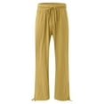 thumbnail image 4 of LLYwey Travel Pants Fashion Womens Casual Elastic Loose Pants Straight Wide Leg Trousers Pants Baseball Pants Adult Long Pant Style H2234 Yellow S, 4 of 7