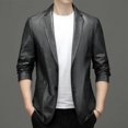 thumbnail image 5 of Ropa de cuero para hombre, chaqueta fina y suave de primavera y otoño, traje ajustado con estampado de cocodrilo, 5 of 5
