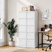 Fesbos 5 Drawer File Cabinet with Lock, Filing Cabinets for Home Office,18 Deep Vertical Metal White Office File Storage Cabinet Organizer for Letter/Legal / A4