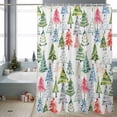 thumbnail image 2 of Colorful Christmas Tree Bathroom Shower Curtain Abstract Painting Pine Tree Forest Waterproof Washable Shower Curtains for Bathtub Bath Decor with Grommets and Hook 54 X 78 Inch, 2 of 8