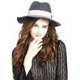 thumbnail image 2 of Women Wide Brim Felt Fedora Hat Winter Cap with Contrast Grosgrain Band, 2 of 13