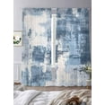 thumbnail image 3 of Abstract Stitching Sheer Curtains for Living Room Bedroom, Light-filtering Sheer Curtain, Vintage Blue White Blend Texture Rod Pocket Voile Window Treatment Drapes, 52’’Wx84’’L, 2 Panels Set, 3 of 7