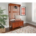 thumbnail image 2 of Linon Mission Free Standing Hall Tree with 4 Hooks and Split Seat Storage Bench, Walnut, 2 of 16