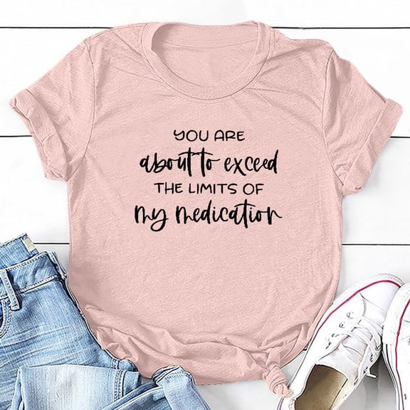 Graphic Tees for Women T Shirt for Everyday and Casual Wear with Unique Letter Print by Limit Moments in Women's Wear Category Pink XL