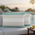 thumbnail image 5 of Pack of 2 Outdoor Pillow Covers 20x12 Inch Waterproof Turquoise Beige Stripe Throw Pillow Covers,Decorative Couch Pillow Case Sham Modern Art Horizontal Striped Patio Garden Pillowcases Cushion Cover, 5 of 8