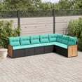 thumbnail image 1 of vidaXL 7 Piece Garden Sofa Set with Cushions Black Poly Rattan, 1 of 5