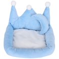 thumbnail image 1 of Sofá pequeño con forma de corona para mascotas, cojín para dormir, minialmohada, cama de algodón de felpa para hámster, azul, L, 1 of 8