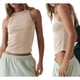 thumbnail image 2 of Camiseta Básica de Tirantes para Mujer, Sin Mangas, Larga, Acanalada, Ajustada, con Espalda Nadadora, Cuello Alto y Cuello Redondo Albaricoque L, 2 of 9