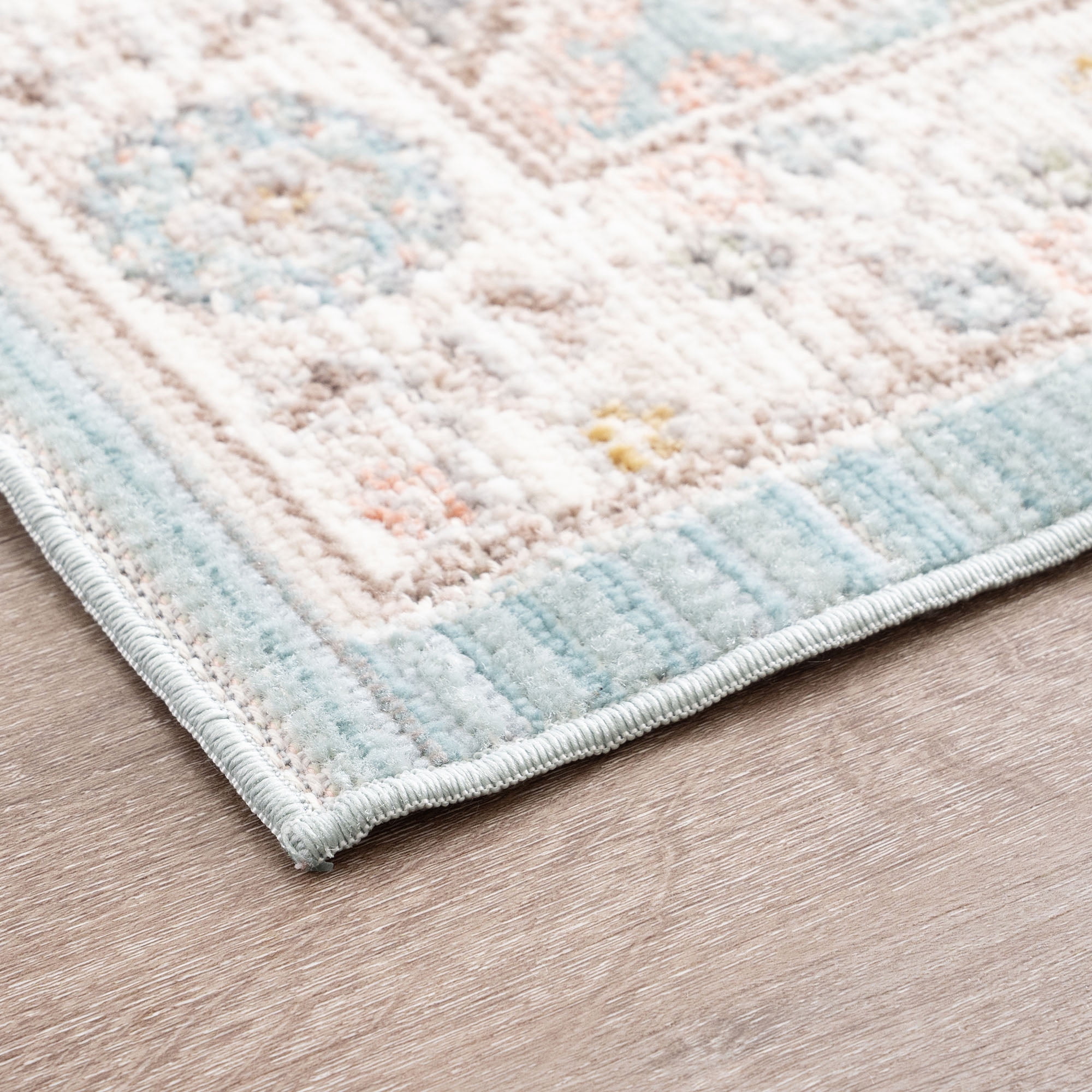 Crestwood Traditional Oriental 8x10 Aqua and Sage Polyester Indoor Area Rug, 7'10'' x 9'4''