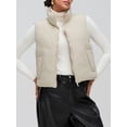 thumbnail image 4 of New Women Sleeveless Puffer Vest Warm Lightweight Solid Color Zipper Quilted Jacket Autumn Winter Outerwear, 4 of 9