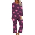 thumbnail image 1 of Puntoco Conjunto de pijama cómodo para mujer, conjunto de pijama con parte superior y pantalones casuales con estampado navideño para mujer, 1 of 3