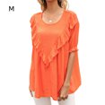 thumbnail image 1 of Camiseta de mujer de manga corta, cuello redondo, camisa con volantes, camiseta holgada de verano, naranja, M Scienceny AP001237-14, 1 of 7
