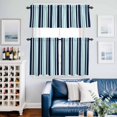 thumbnail image 2 of Turquoise Dark Kitchen Curtains Valances and Tiers Set of 3 Blue Striped Minimalist Contrast Vertical Stripes Tier Curtains and Valance with Rod Pocket for Small Windows, 27.5"x36", 2 of 9
