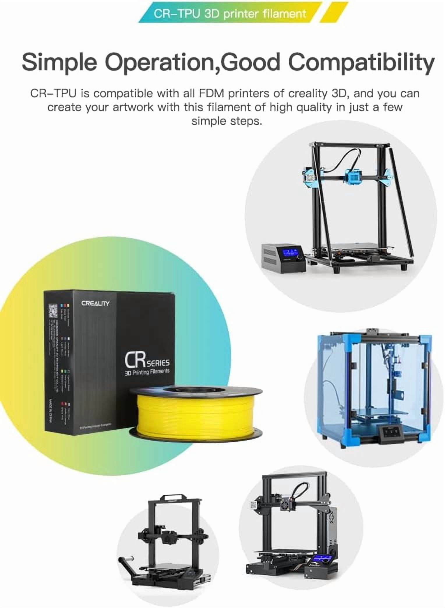 Creality 95A TPU 3D Filament  1.75mm Flexible & Durable High-Speed Printing Elastic TPU Use w FDM Printers for Soft Parts Black 4 Unit per pack