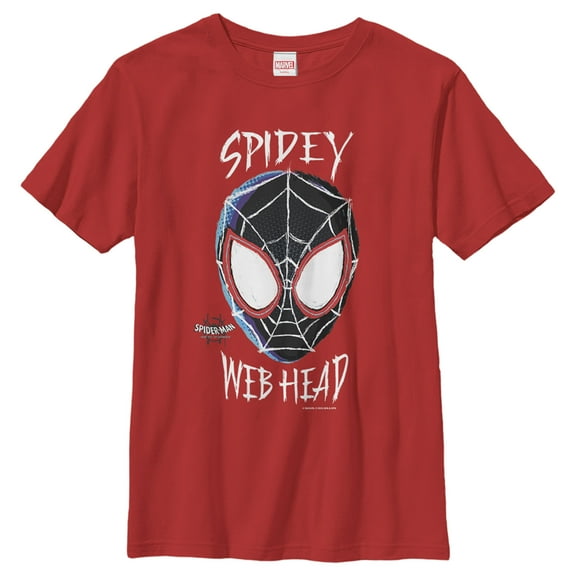 Boy's Marvel Spider-Man: Into the Spider-Verse Web Head Graphic Tee Red Medium