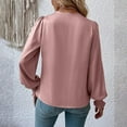thumbnail image 4 of Pink Womens Tops Women's Elegant Women's V Neck with Great Sleeves Temperament Worker Women's Solid Color Shirt Going Out Tops for Women, 4 of 5
