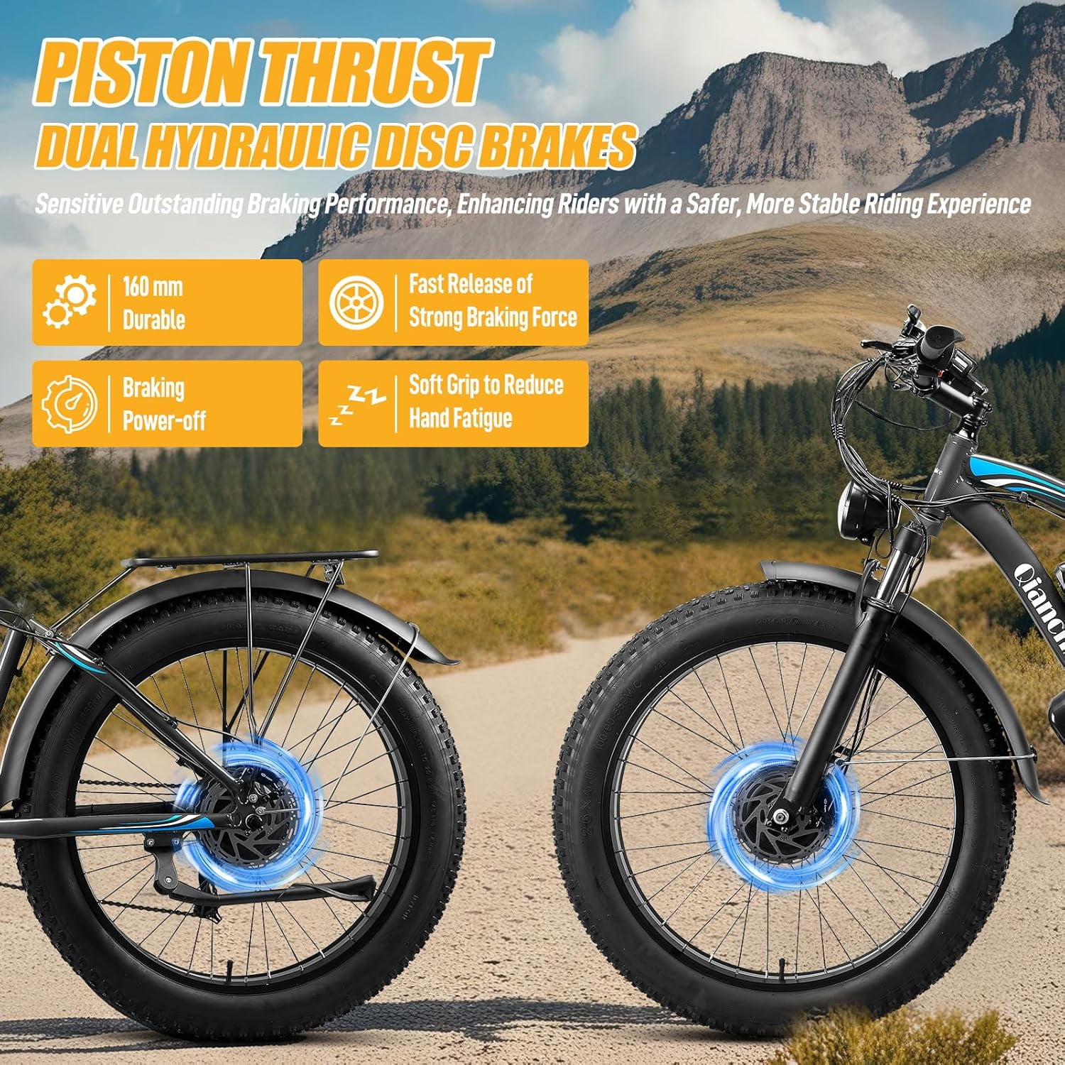 Dual Motor Peak 5000W Electric Bike for Men Women Adults 40-45MPH 100 Miles, 52V 36AH Long Range Ebike, Fat Tire 26Inch, Commuter Electric Bicycles Ebike, Hydraulic Disc Brake