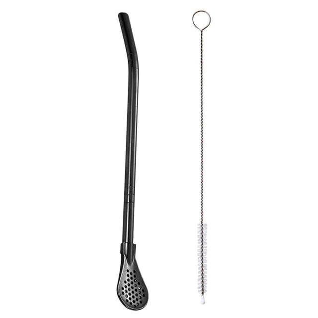 CSChome Paille en Acier Inoxydable Colorée Pailles à Thé en Acier Inoxydable Cuillère Filtre Maille Uniforme Réutilisable Outil à Thé Gourde avec Brosse (10 Pcs/boîte)