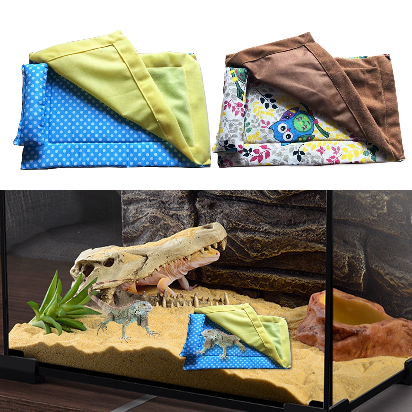 Cheer.US Reptile Sleeping Bed, Soft Small Animal Sleep Bag Pet Supplies with Pillow for Bearded