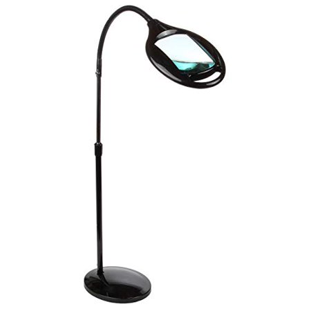 Brightech Lightview Pro Led Magnifying Floor Lamp Daylight Bright Full Spectrum Magnifier Lighted Glass Lens Height Adjustable Gooseneck Standing