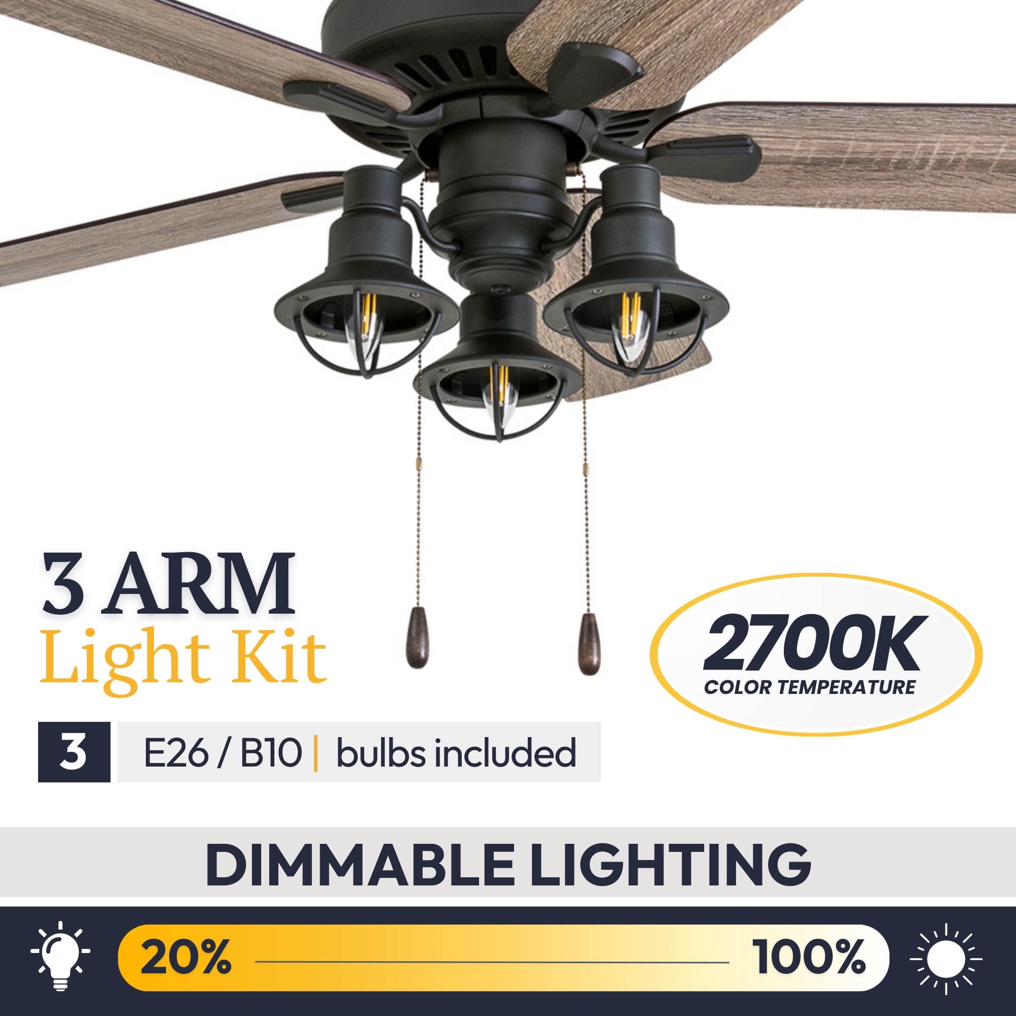 Prominence Home Ennora 52-Inch Aged Bronze Farmhouse Ceiling Fan with Lantern Light & Remote Control