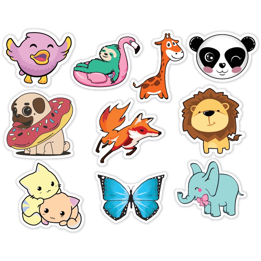 MightySkins Cute Animals 10 Pack of Sticker Set for Water Bottles