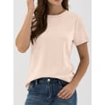 thumbnail image 3 of ANRABESS Summer T Shirts for Women, Round Neck Short Sleeve Tops for Women 2026 WrinkleFree Comfy Tshirt Basic Tee Casual Workout Tops Vacation Outfits Pink Cream S, 3 of 11
