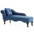 thumbnail image 3 of Christopher Knight Home 62" Luxury Velvet Chaise Lounge Bench with Pillow, Scrolled Backrest & Nailhead Trim, Navy Blue, 3 of 10
