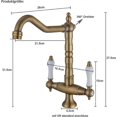 thumbnail image 3 of Basin mixer Antique kitchen faucet, 360 swivel, two handle sink faucet, high pressure mixer tap, brass high spout, 3 of 5
