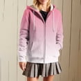 thumbnail image 2 of Uaswgudfs Women's Ombre Zip-Up Hoodie, Long Sleeve Drawstring Casual Jacket with Pockets - Trendy Outerwear Pink 2XL, 2 of 7