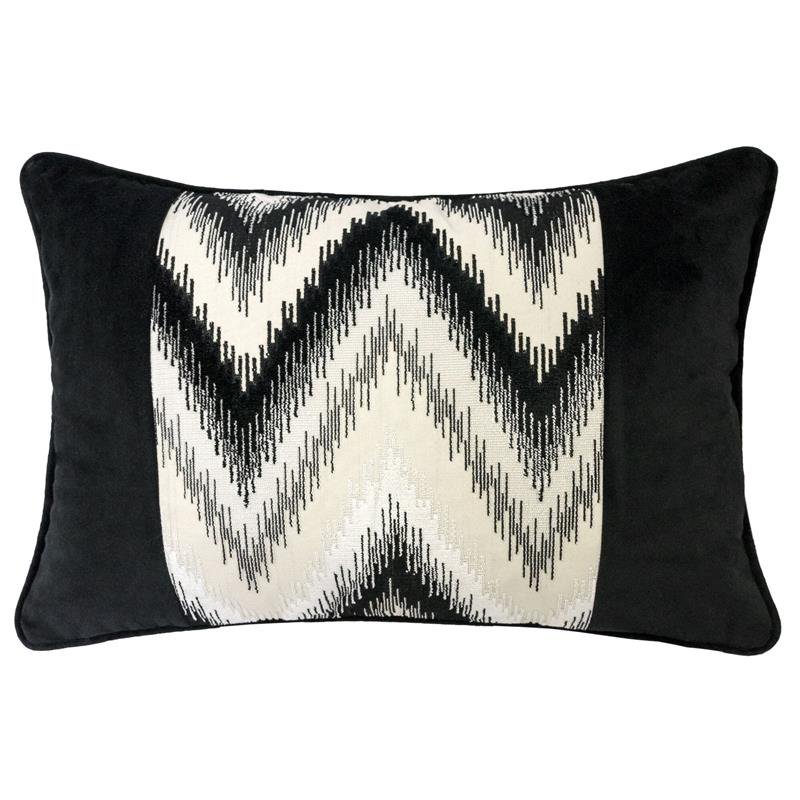 Homey Cozy 14x20" Round ZigZag Liner Velvet Large Sofa Couch Pillow in